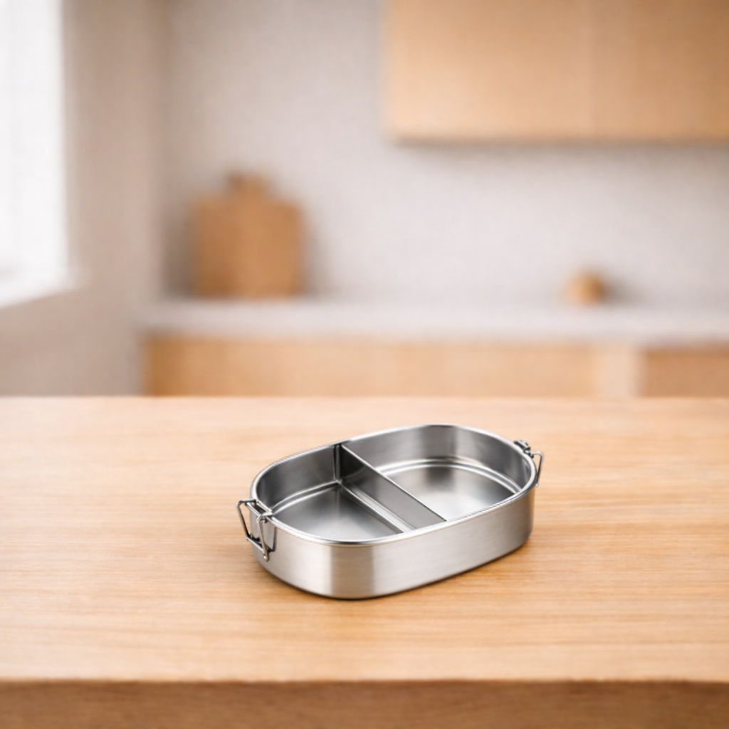 RVS lunchbox ovaal 500ml 2 compartimenten