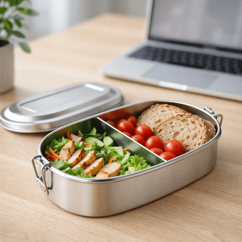 RVS lunchbox ovaal 500ml 2 compartimenten - My Green Deal