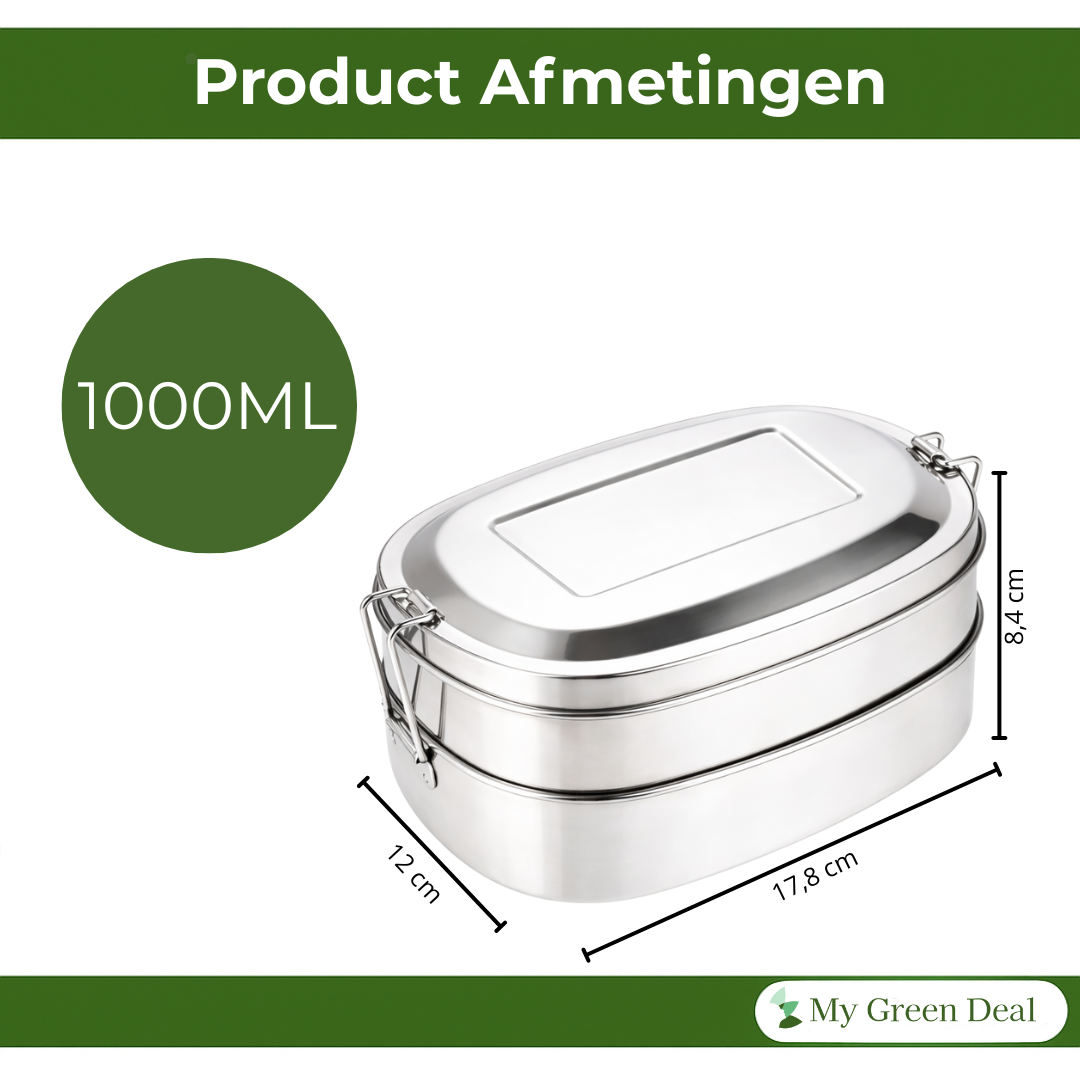 RVS Lunchbox Ovaal 2×500 ml