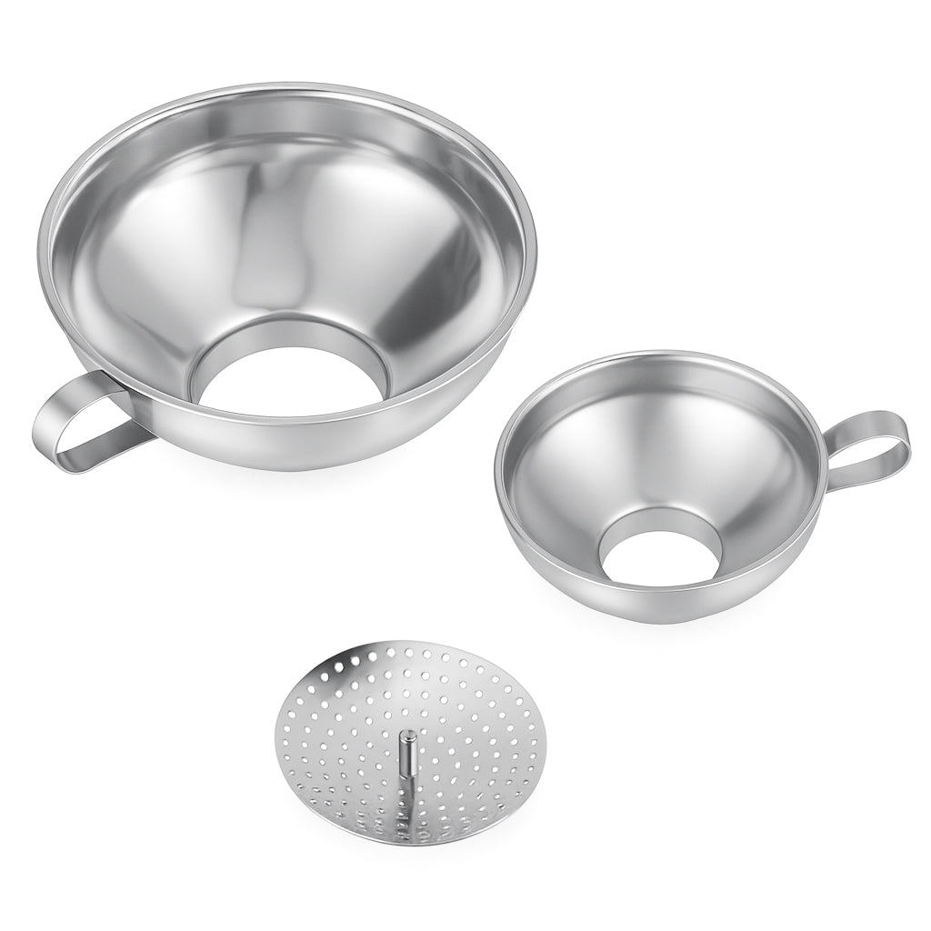 My Green Deal – RVS Trechter Set 3-delig – Roestvrijstalen Trechters met Afneembare Zeef – Duurzame Keukentrechter voor Vloeistoffen & Ingrediënten