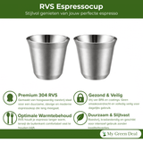 RVS Espressokopjes set van 2 Zilver - 80 ml - My Green Deal