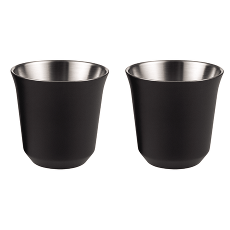 Retourdeal - RVS Espressokopjes dubbelwandig set van 2 Zwart - 80 ml - My Green Deal