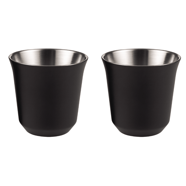 Retourdeal - RVS Espressokopjes dubbelwandig set van 2 Zwart - 80 ml - My Green Deal