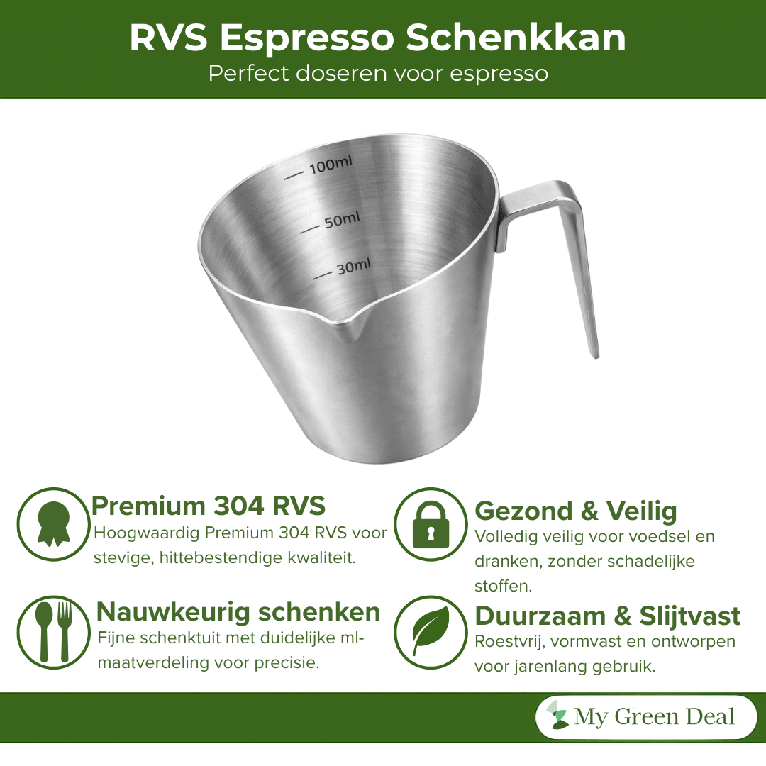 RVS Espresso Schenkkan Zilver - 100ml - My Green Deal