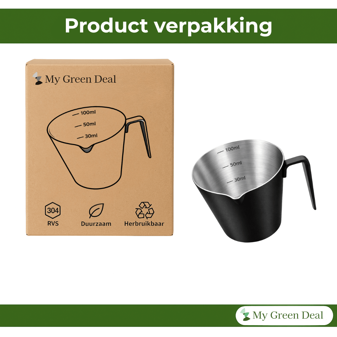RVS Espresso Schenkkan Zwart - 100ml - My Green Deal