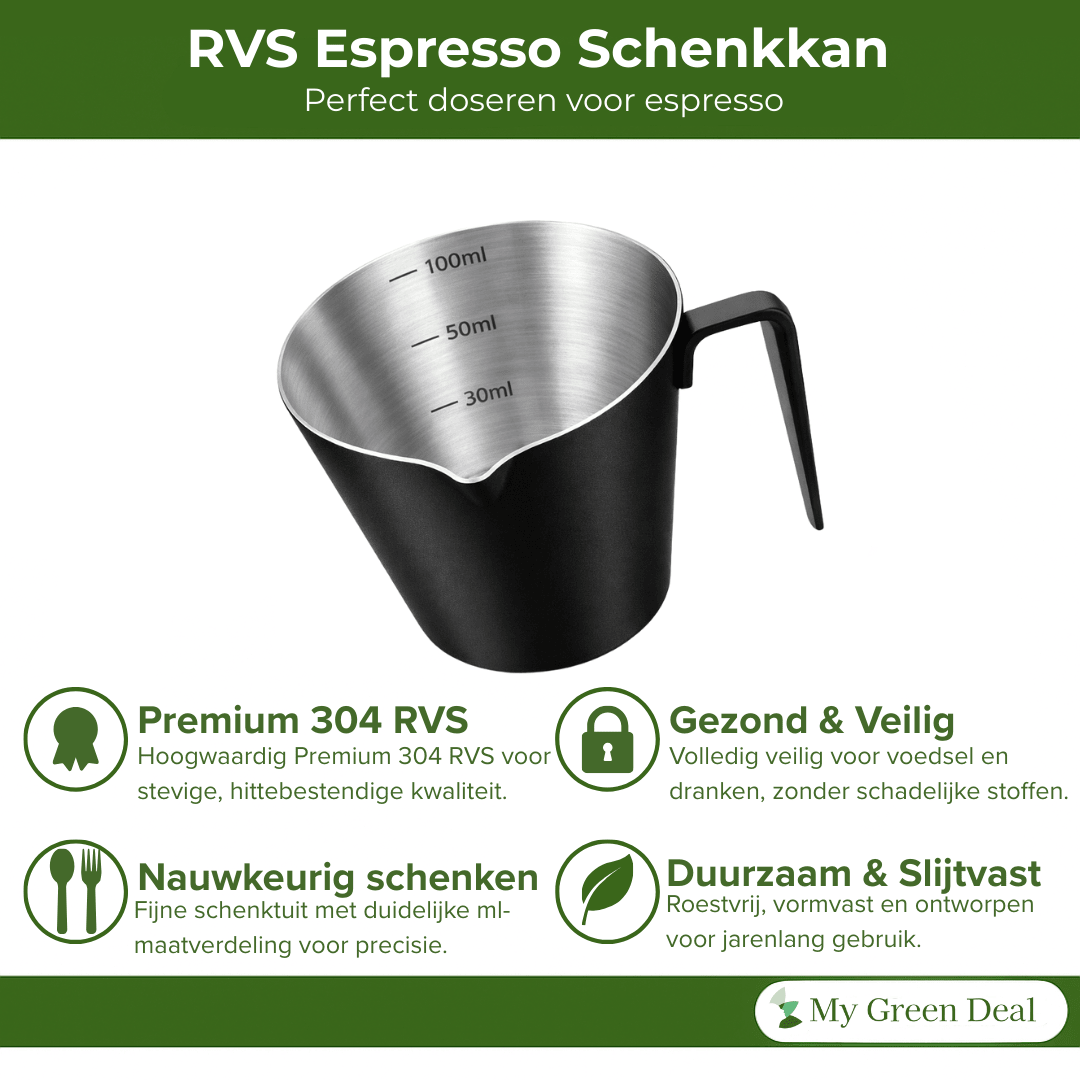 RVS Espresso Schenkkan Zwart - 100ml - My Green Deal