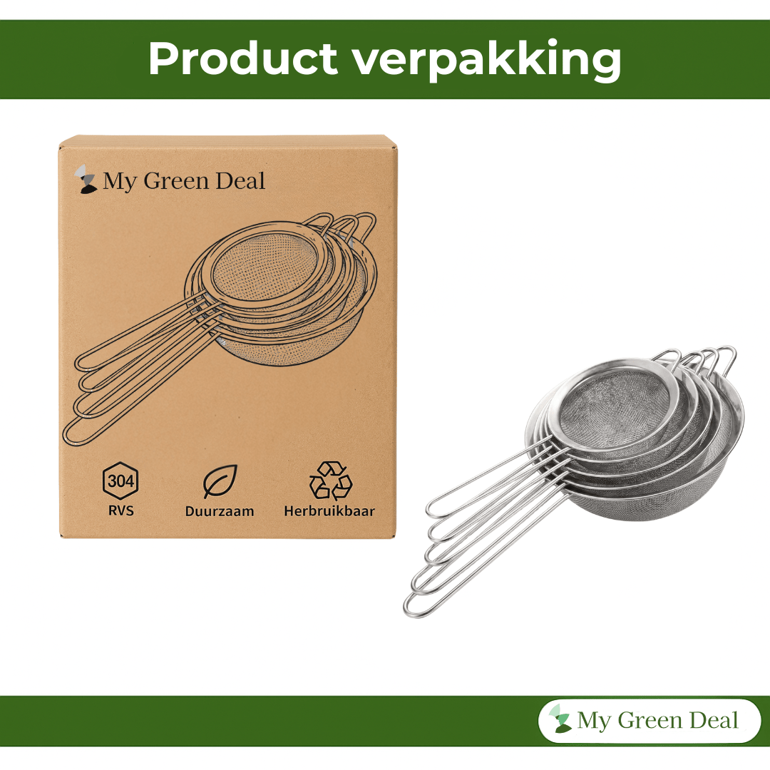 RVS fijne zeef set 5 stuks - My Green Deal