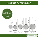 RVS fijne zeef set 5 stuks - My Green Deal