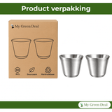 RVS Koffiebekers Zilver Set van 2 – 163 ml - My Green Deal