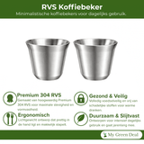 RVS Koffiebekers Zilver Set van 2 – 163 ml - My Green Deal