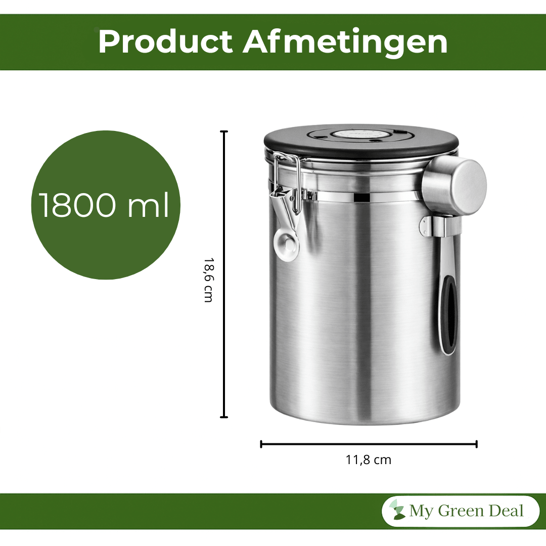 RVS Koffie Bewaarbus 1.8L Zilver - My Green Deal