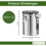 RVS Koffie Bewaarbus 1.8L Zilver - My Green Deal