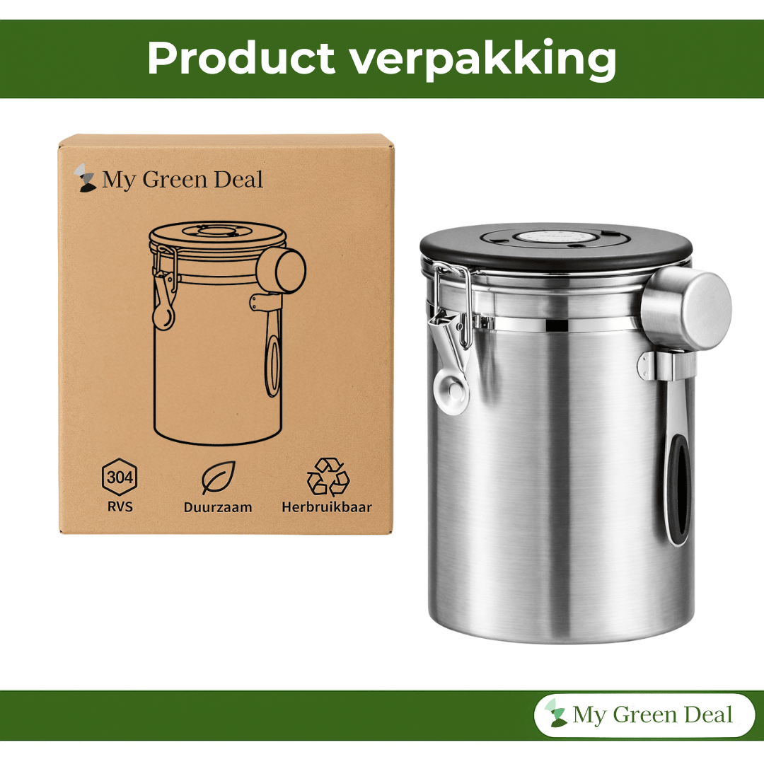 RVS Koffie Bewaarbus 1.8L Zilver - My Green Deal