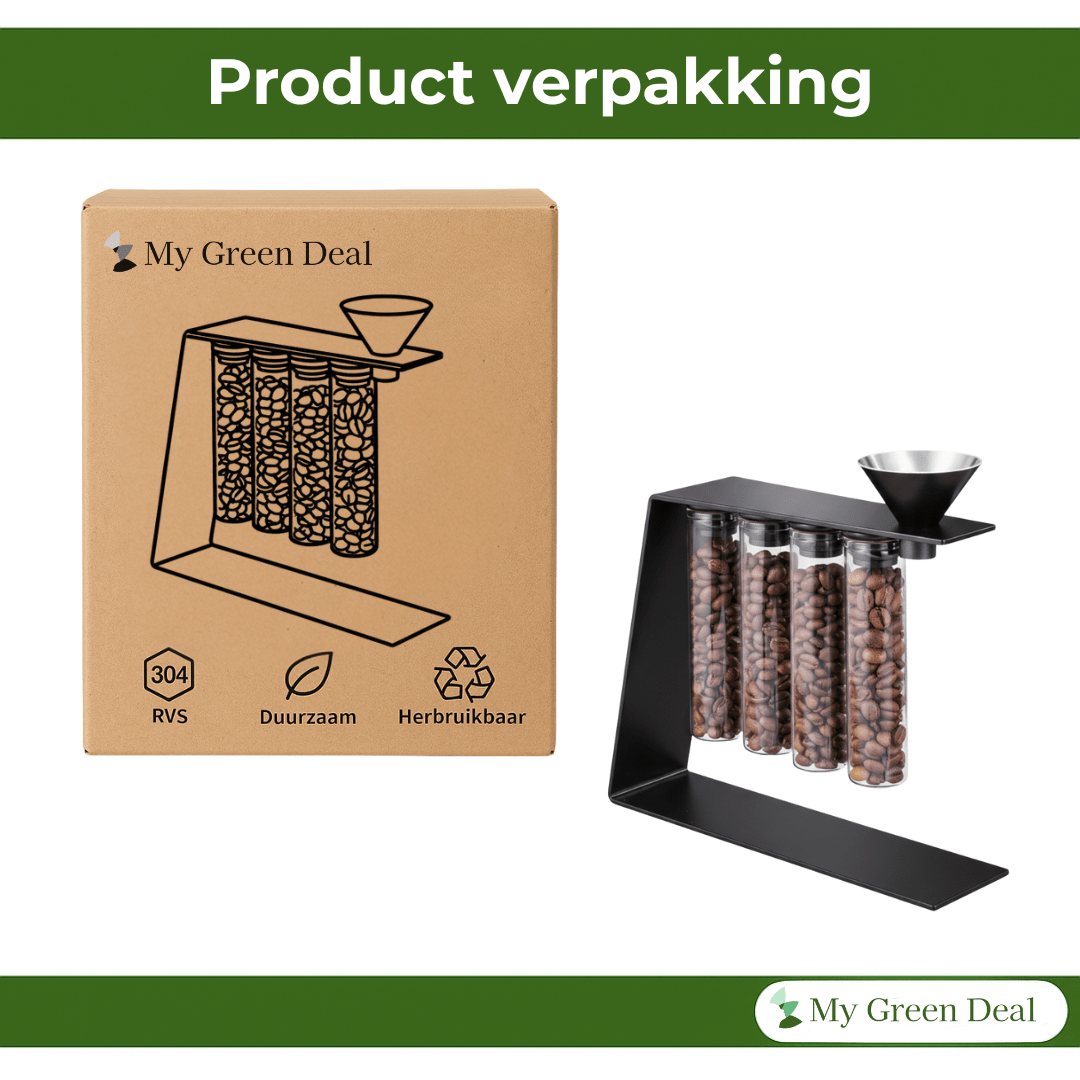 RVS koffieboonhouder zwart - My Green Deal