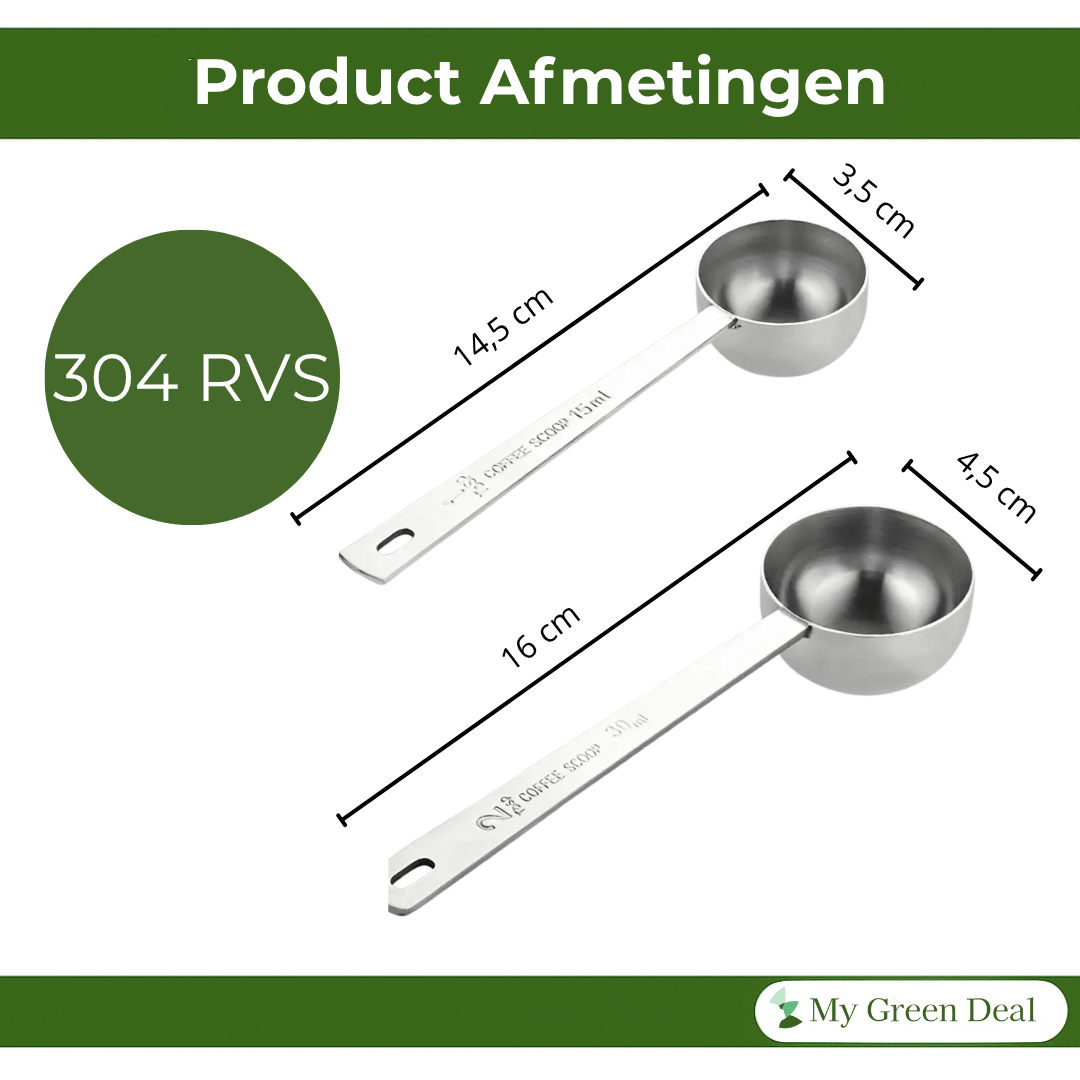 RVS Koffieschepjes Set – 2 stuks - My Green Deal