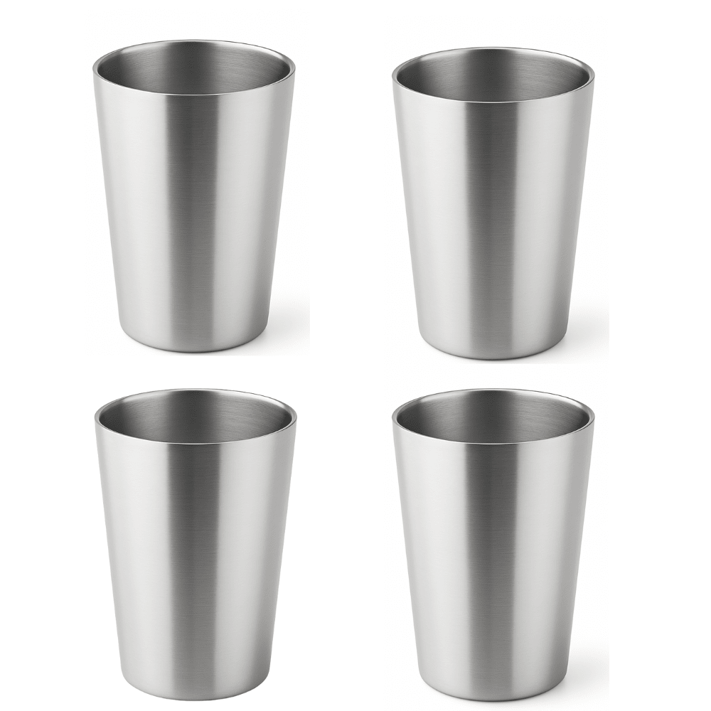 RVS langwerpige dubbelwandige Bekers 350ml– Set van 4 - My Green Deal