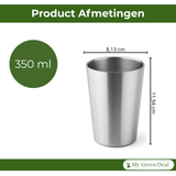 RVS Serviesset 8 - delig – 4x Bord 20 cm & 4x Beker 350 ml - My Green Deal