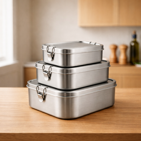 RVS Lunchbox rechthoekig – Set van 3