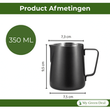 RVS Melkkan Zwart 350ml – Barista Pitcher - My Green Deal