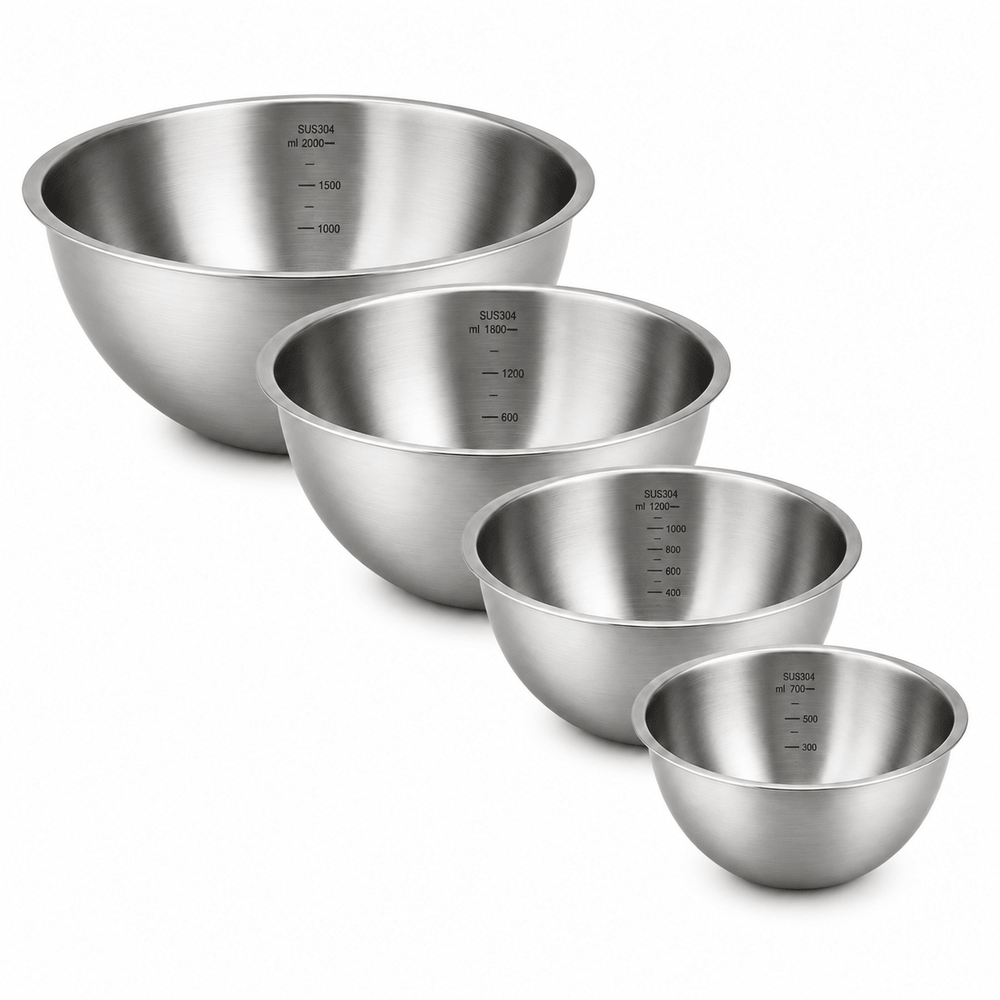 Retourdeal - RVS Mengkommen Set – 4 stuks