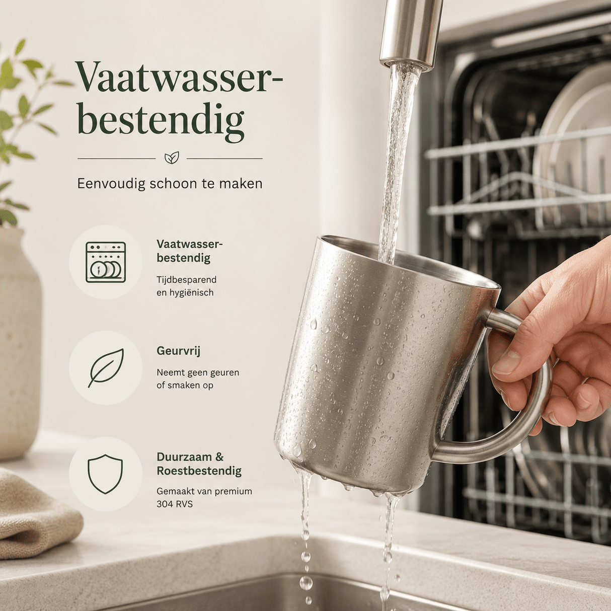 RVS Mok met Handvat - My Green Deal