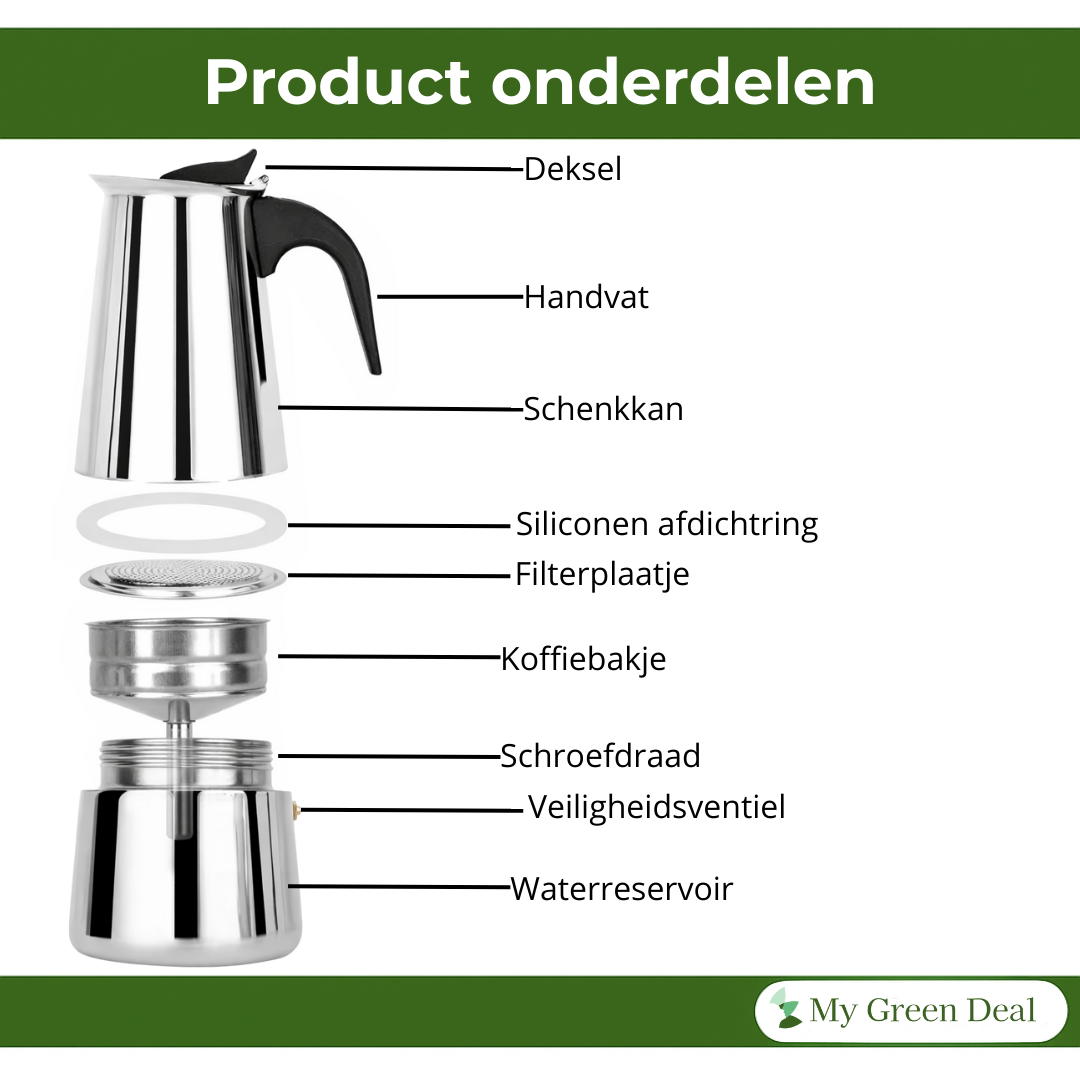 RVS Percolator 6 kops – Moka Pot