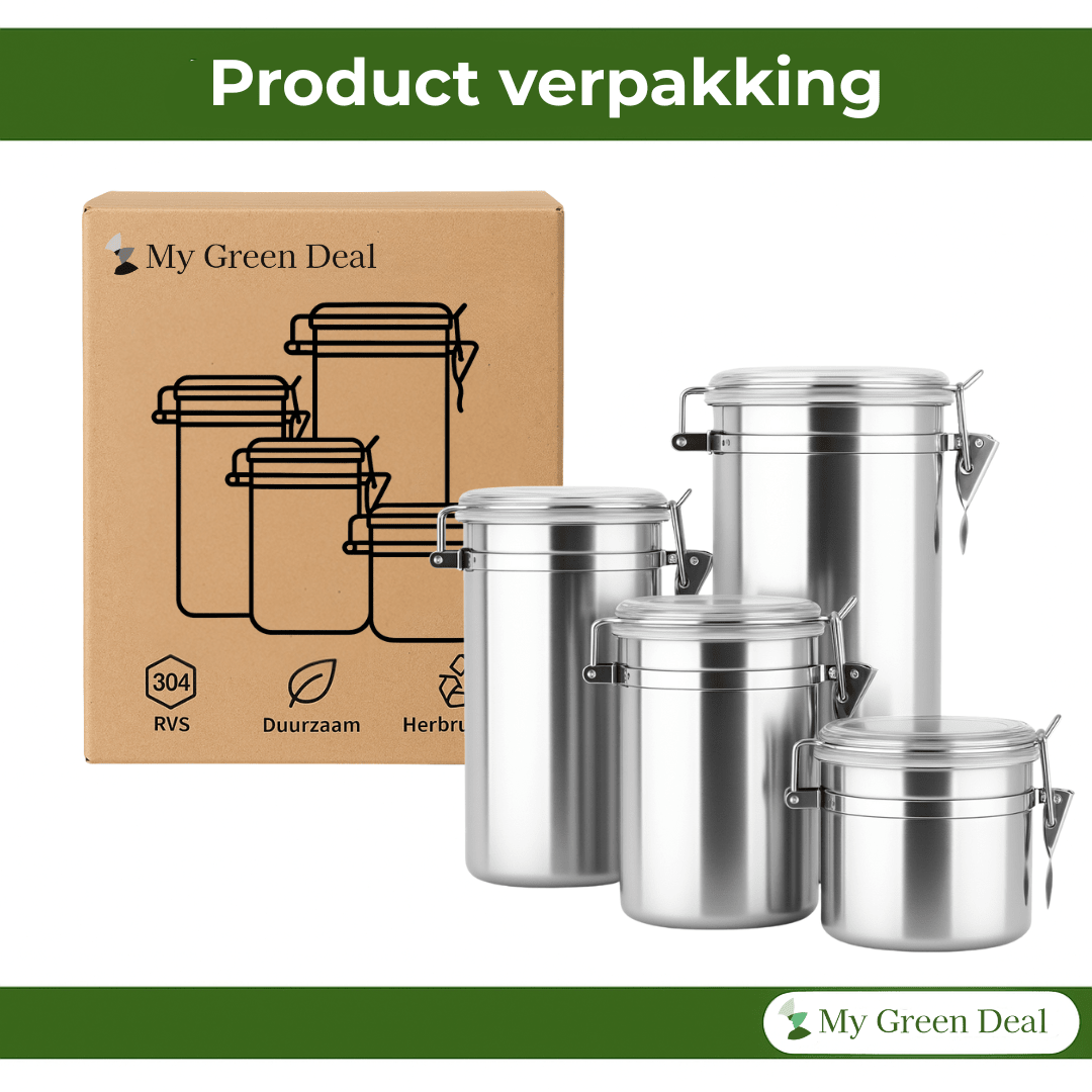 RVS Voorraadbussen Set – 4 stuks - My Green Deal