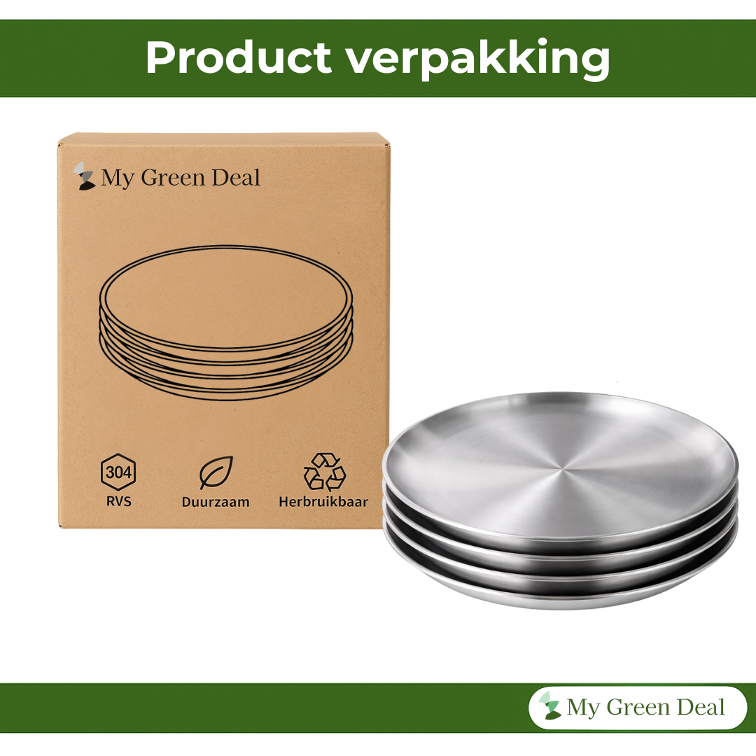 Luxe Kleine RVS Borden Set (4-delig) - 14cm