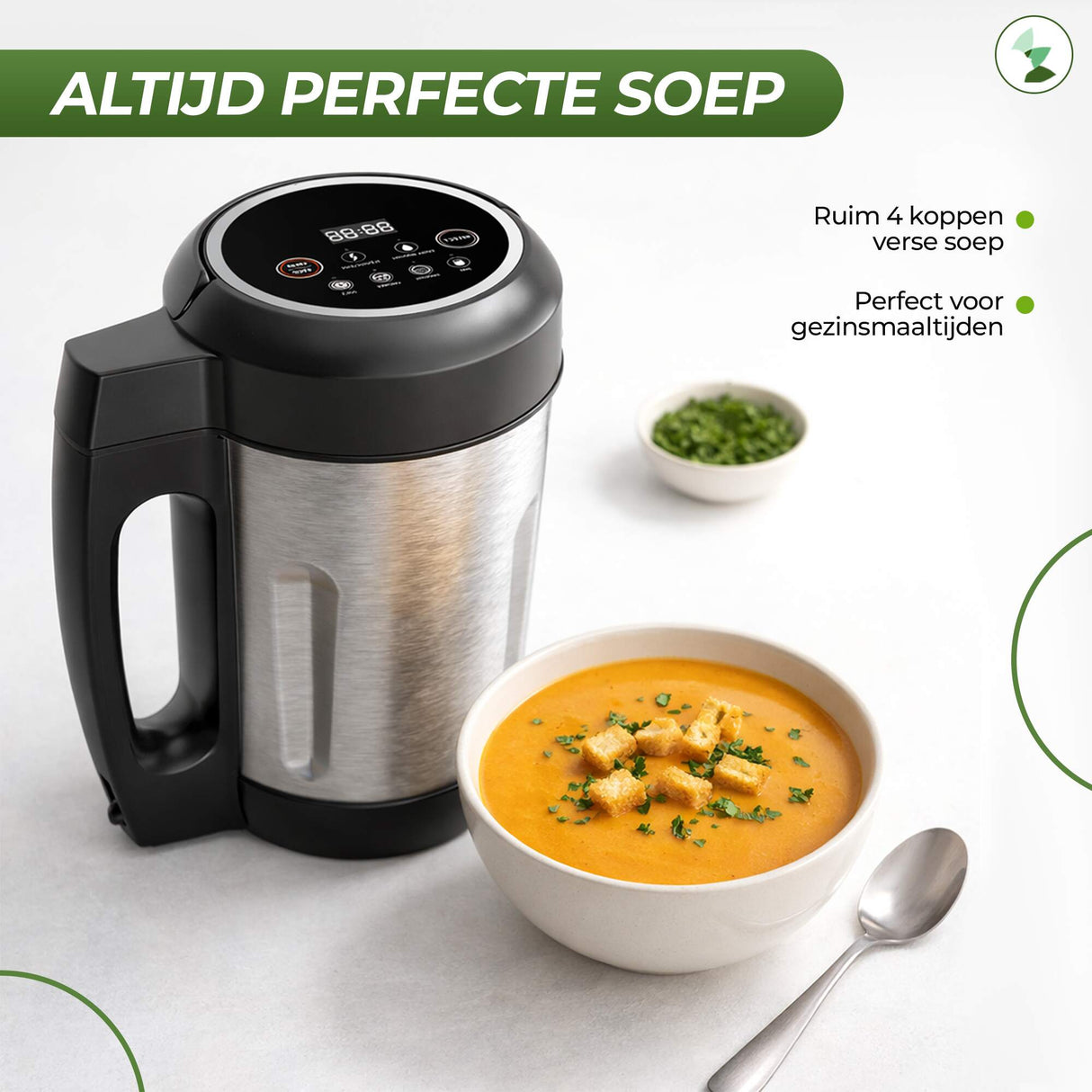 Soepmaker - 2L - 1000 Watt - 6 programma's - My Green Deal