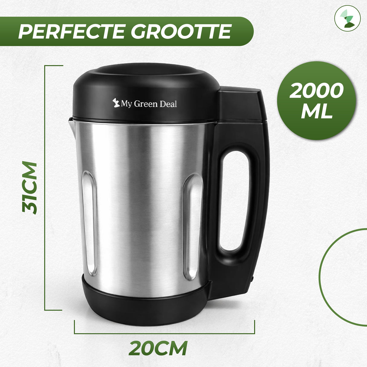 Soepmaker - 2L - 1000 Watt - 6 programma's - My Green Deal