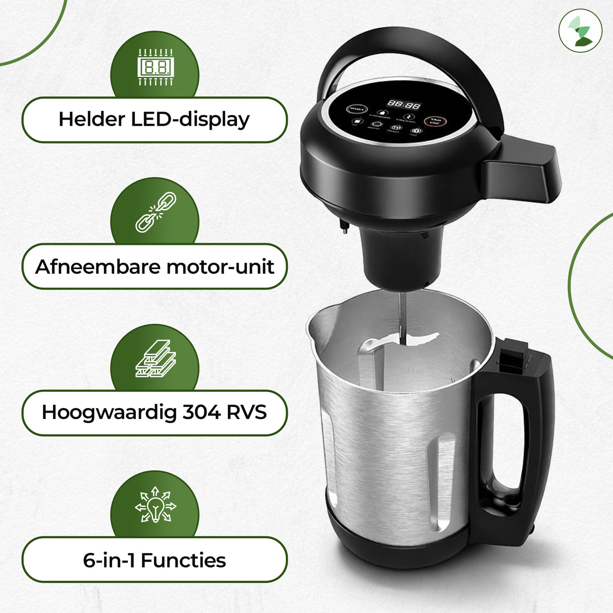 Soepmaker - 2L - 1000 Watt - 6 programma's - My Green Deal
