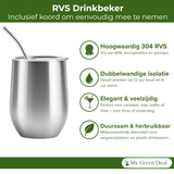 My Green Deal – RVS Thermo Bekers met Rietje (Set van 2) – Herbruikbare RVS Drinkbekers – Duurzame Koffiebeker – Vaatwasserbestendig