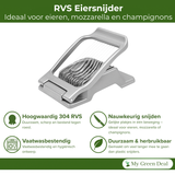 My Green Deal – RVS Eier- en Mozzarellasnijder – Duurzame Keukensnijder / Kaassnijder – Roestvrijstalen Eiersnijder voor Perfecte Plakjes