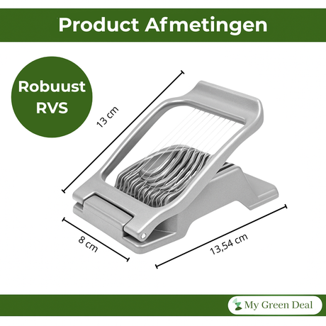 My Green Deal – RVS Eier- en Mozzarellasnijder – Duurzame Keukensnijder / Kaassnijder – Roestvrijstalen Eiersnijder voor Perfecte Plakjes