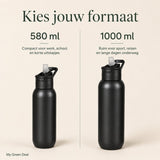 RVS bidon zwart 580ml - My Green Deal