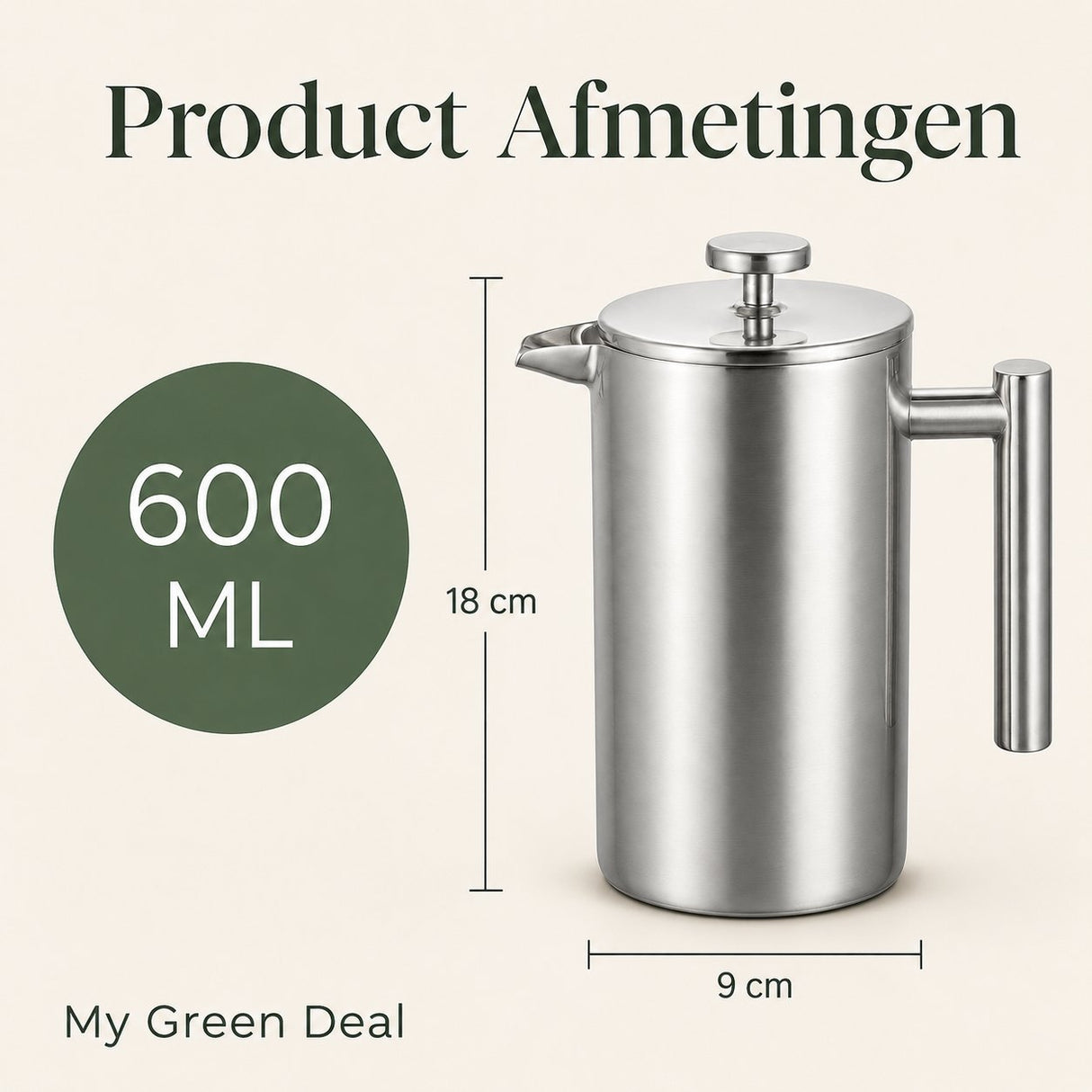 RVS French press 600ml - My Green Deal