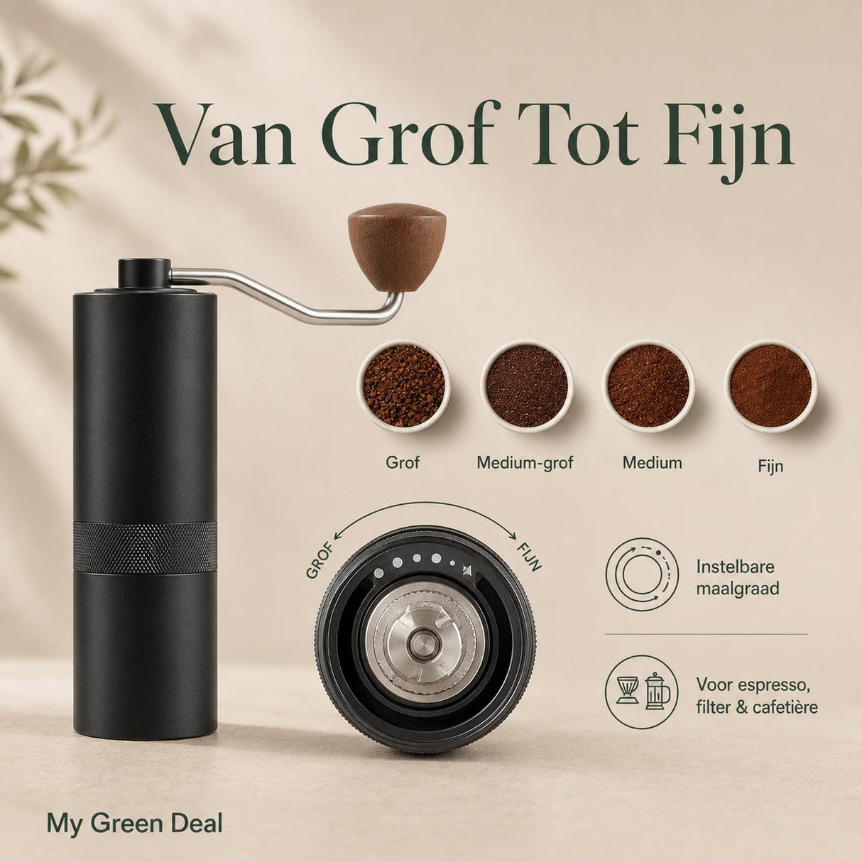 RVS Koffiemolen Handmatig Zwart - My Green Deal