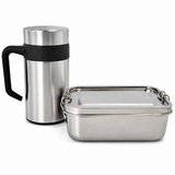 RVS Lunchbox & Koffiebeker To Go Set - Zilver