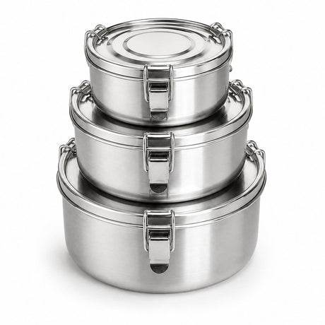RVS Lunchbox rond– Set van 3 - My Green Deal
