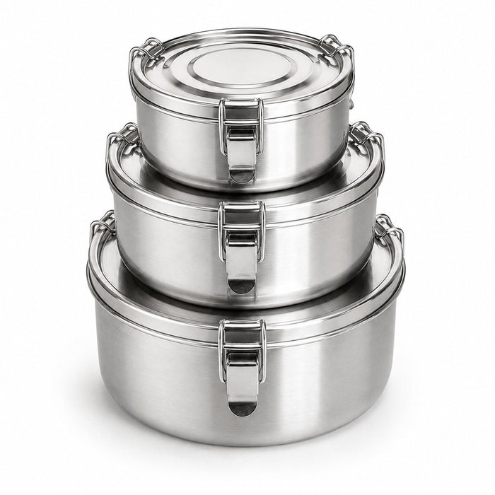 RVS Lunchbox rond– Set van 3 - My Green Deal