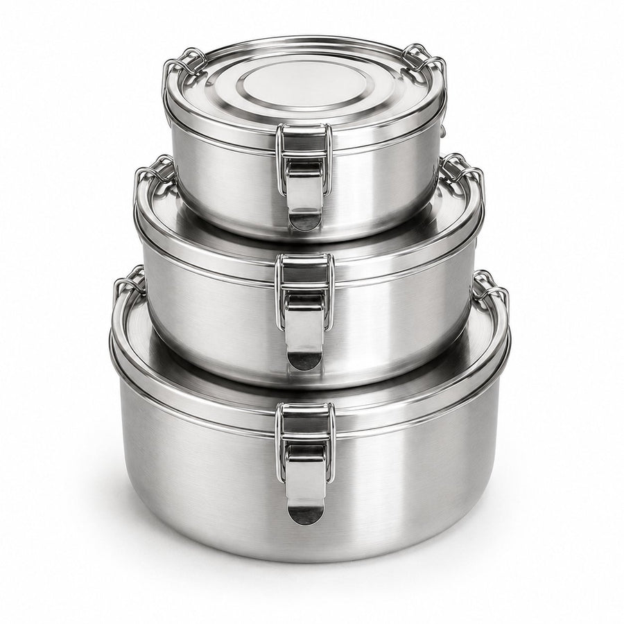 RVS Lunchbox rond– Set van 3 - My Green Deal