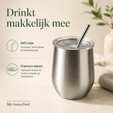 RVS Cocktail Bekers met Rietje – 2 stuks - My Green Deal