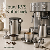 RVS Koffiekop met Schotel & Lepel - My Green Deal