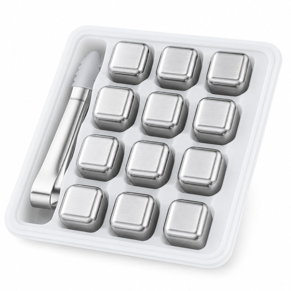 Retourdeal - RVS IJsblokjes Set – 12 stuks met Tang