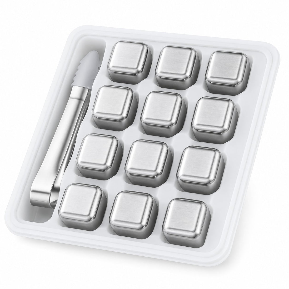 RVS IJsblokjes Set – 12 stuks met Tang - My Green Deal