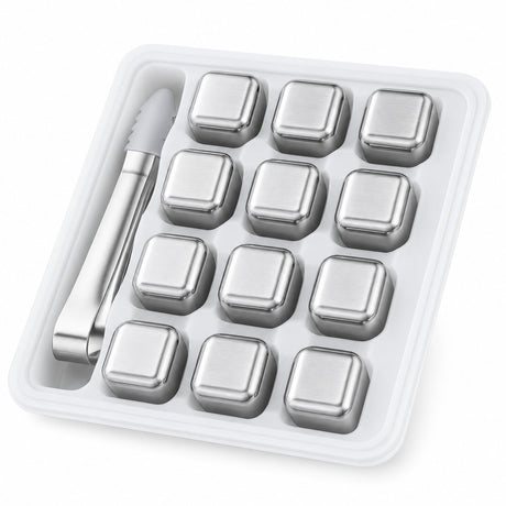 RVS IJsblokjes Set – 12 stuks met Tang - My Green Deal