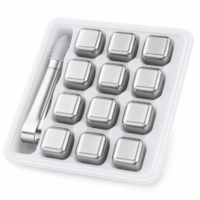 RVS IJsblokjes Set – 12 stuks met Tang - My Green Deal