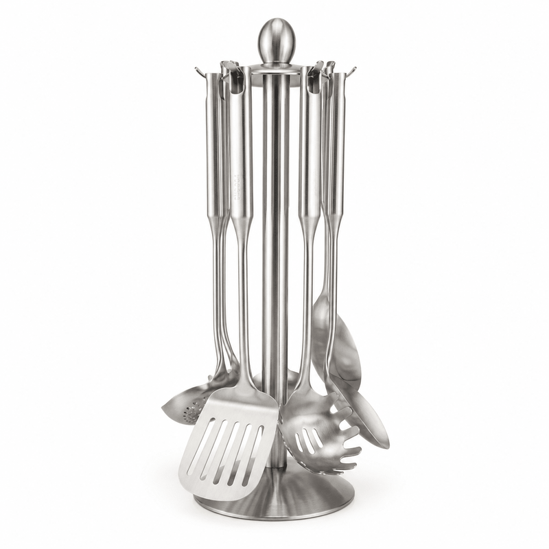 RVS Keukengerei set met houder - My Green Deal
