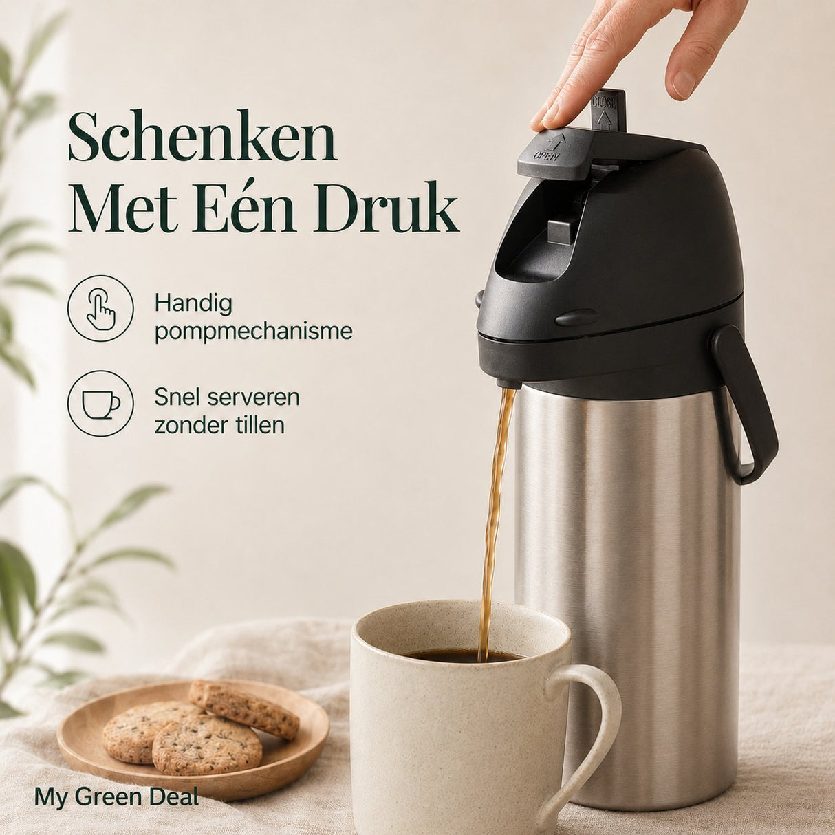 RVS Thermoskan met pomp 1.9L - My Green Deal