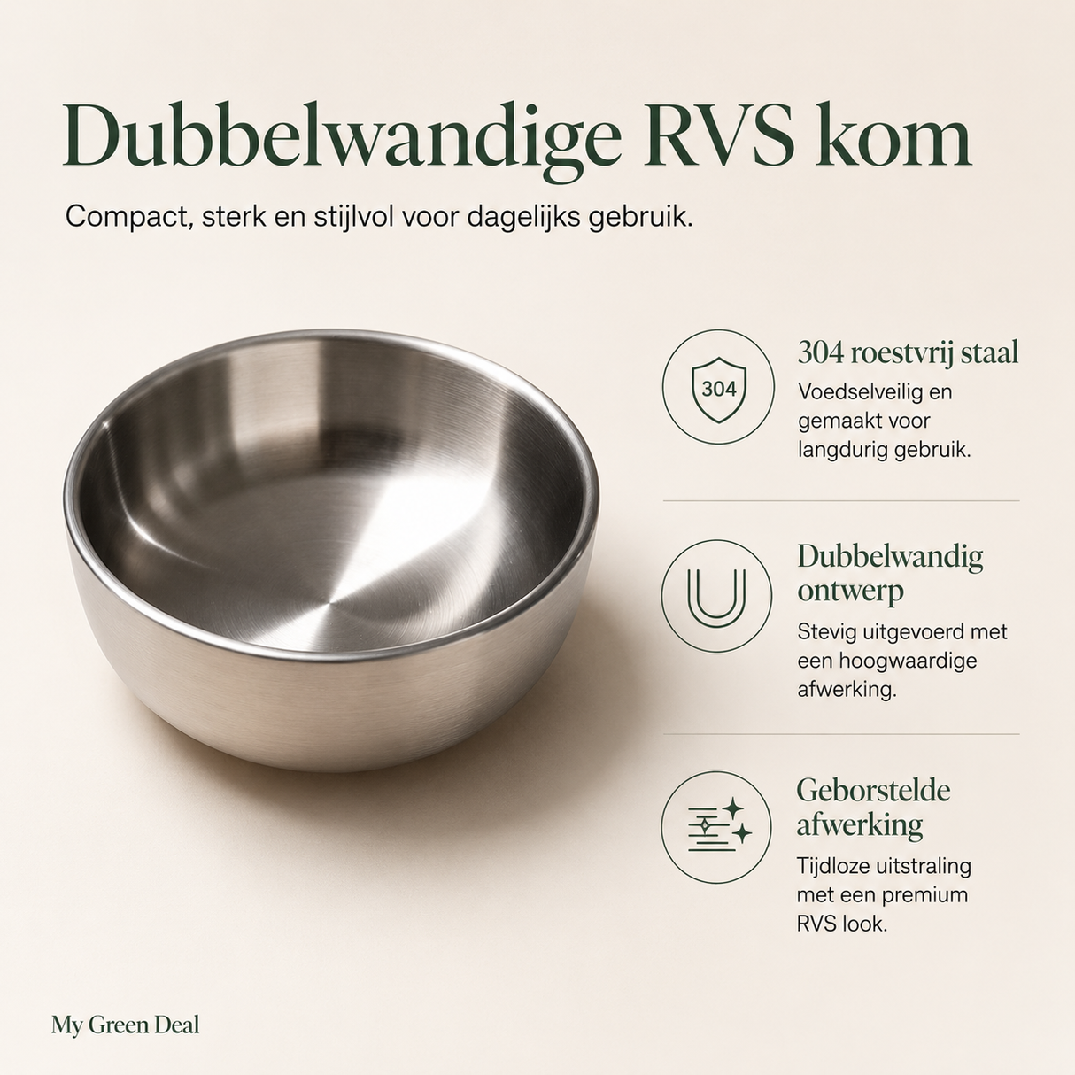 RVS kom dubbelwandig Ø10cm